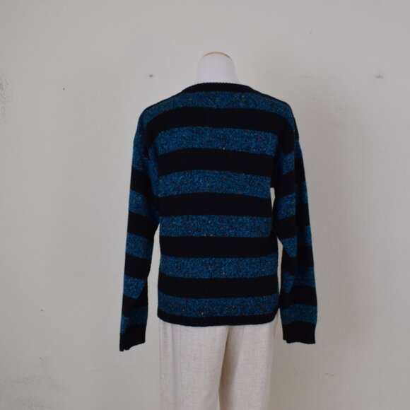 Vintage 90s Striped Acrylic/Wool Scoop neck Sweater - Picture 3 of 10